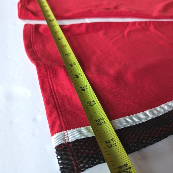 Forever 21 Track Wide Flare Leg Pants L Red Fishnet Stripe Pants Y2K - Picture 11 of 11